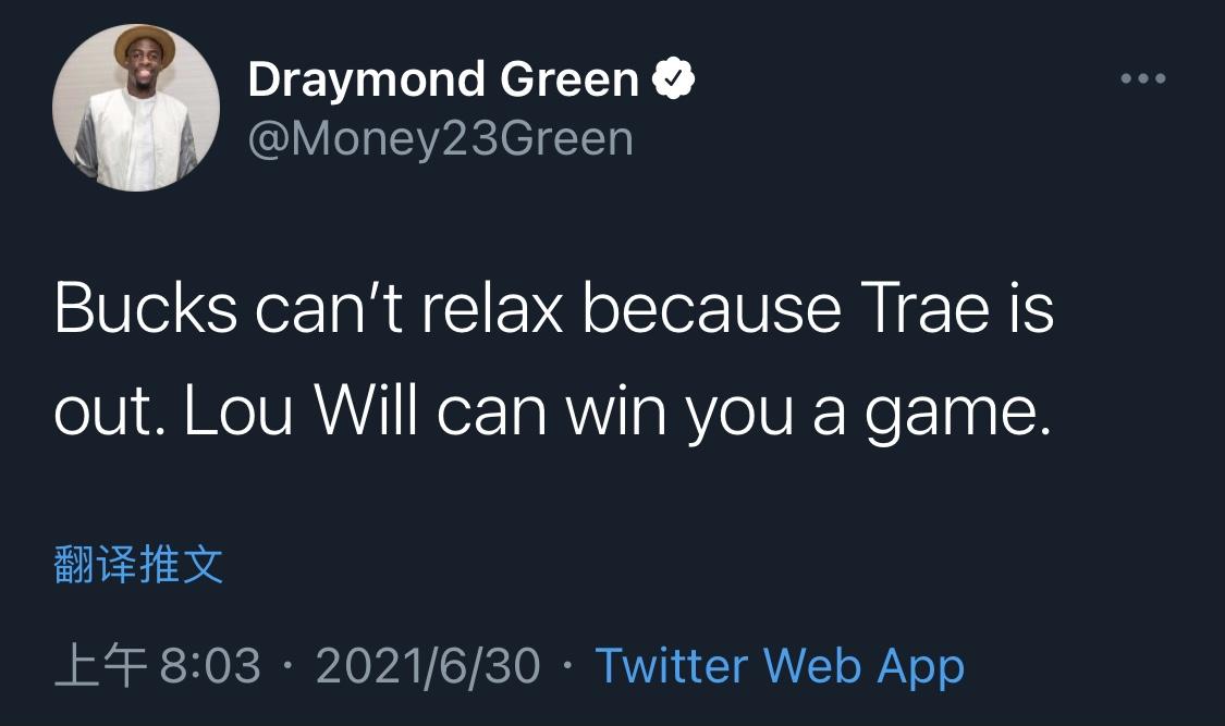 路威:和追梦当15分钟队友就懂了 他让我的比赛变得非常简单