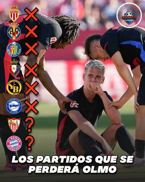 每体:奥尔莫可能将伤缺3到4周,能否赶上26号国家德比仍是未知数